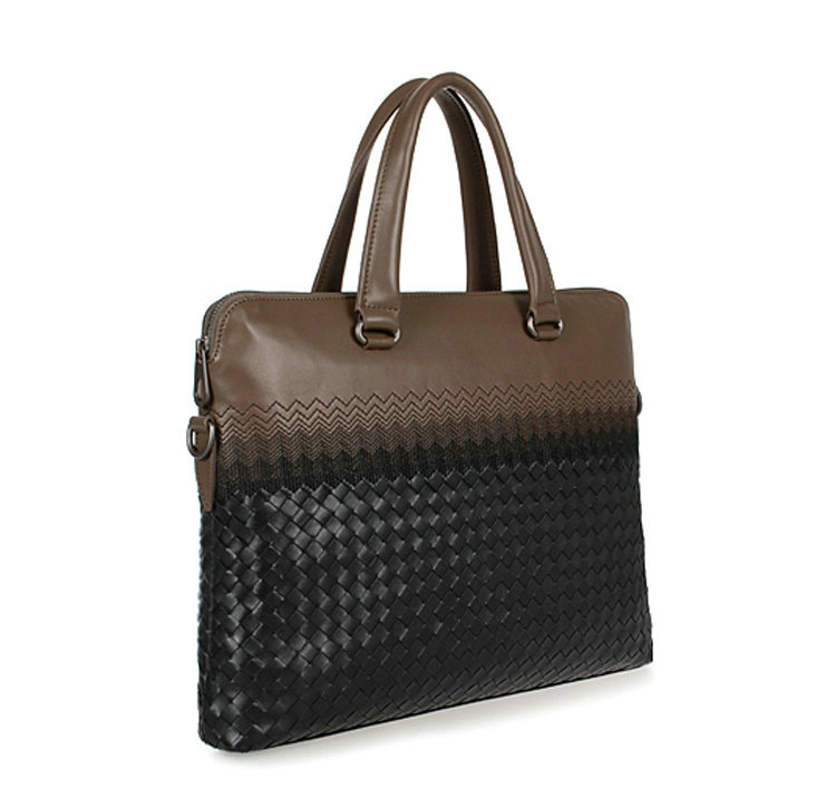 Bottega Veneta intrecciato leather briefcase 1159349-5 black&brown